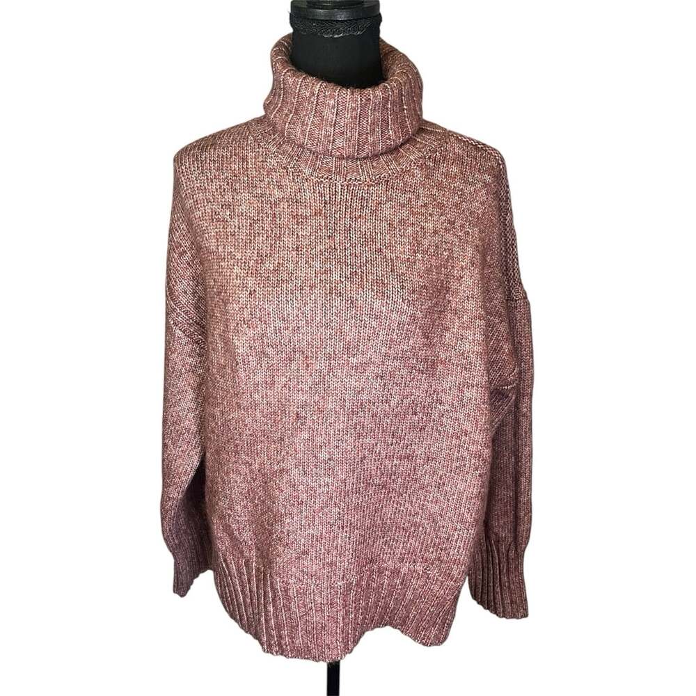 Industry Republic Turtleneck Sweater Sz XL Chunky Soft Ribbed Rose Pink Wide Hem